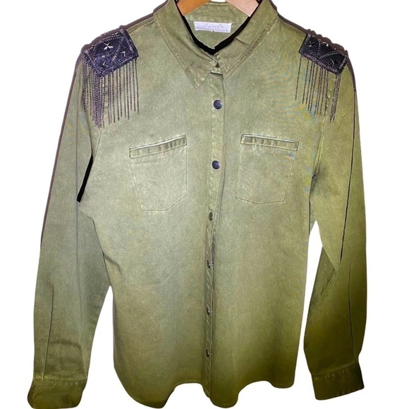 SUGARLIPS EUC Women’s Military Shirt Size Large - Picture 1 of 3